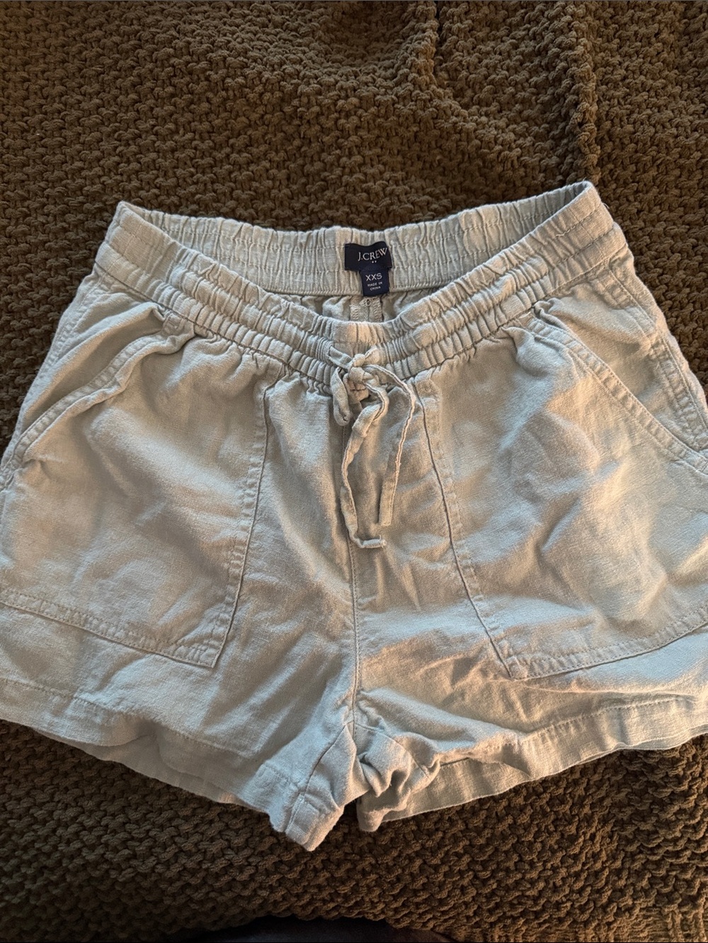 J. Crew Pale Blue Linen-Blend Drawstring Athletic Shorts